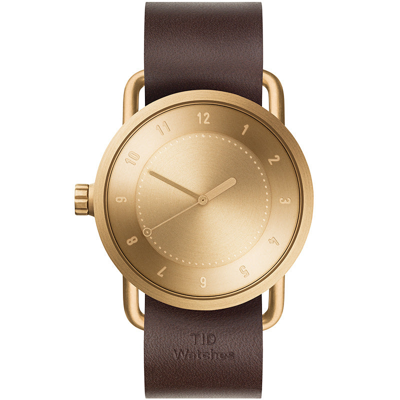 Walnut Leather Wristband/Gold Buckle