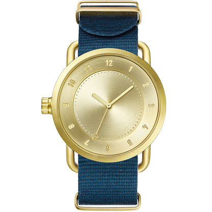 Blue Nylon Wristband/Gold buckle