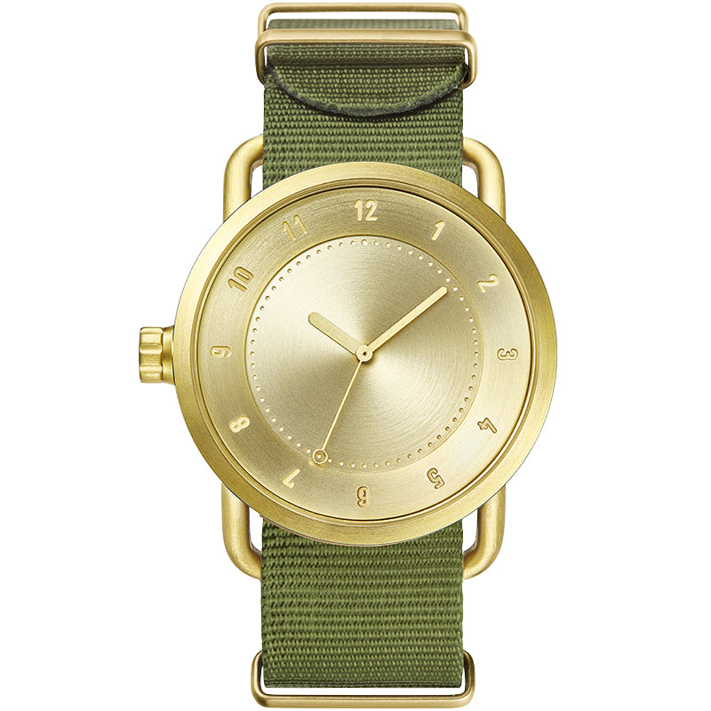Green Nylon Wristband / Gold buckle