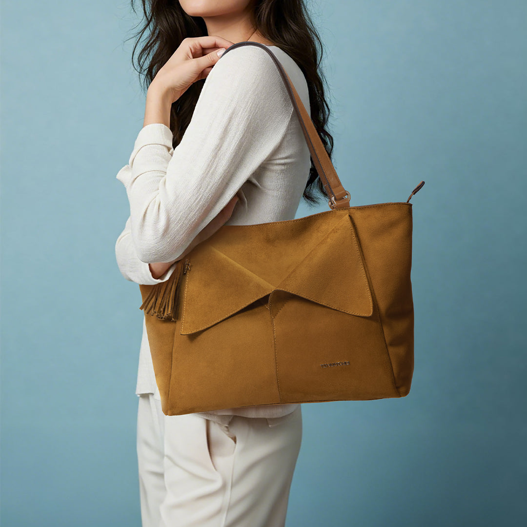 TID Brown Suede Tote Bag