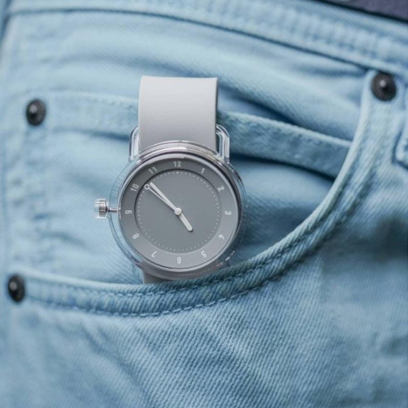 TID No.3 TR90 38mm Grey / Grey Silicone Strap / Transparent Buckle - TID WATCHES