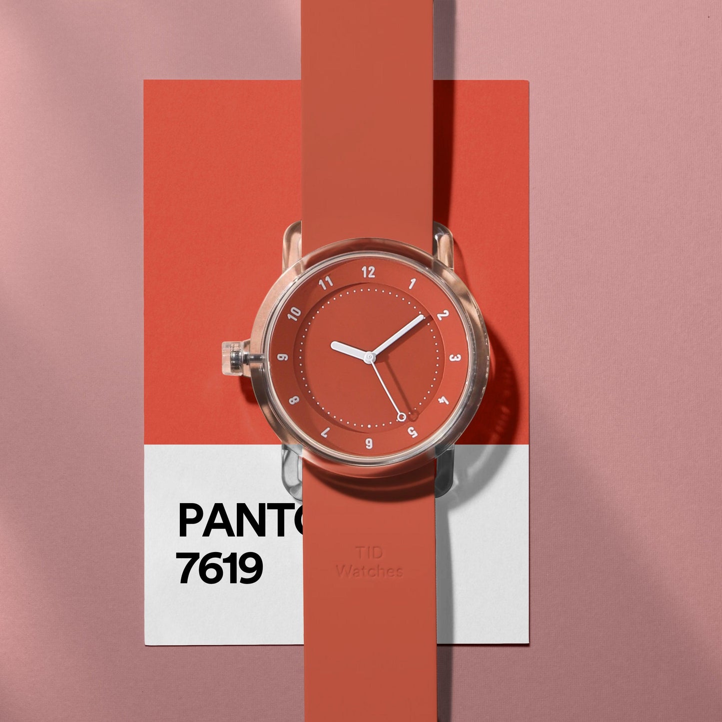 TID No.3 TR90 38mm Orange / Orange Silicone Strap / Transparent Buckle - TID WATCHES