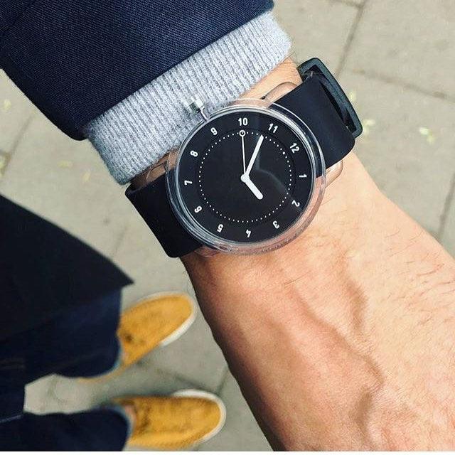 TID No.3 TR90 38mm Black / Black Silicone Strap / Transparent Buckle - TID WATCHES