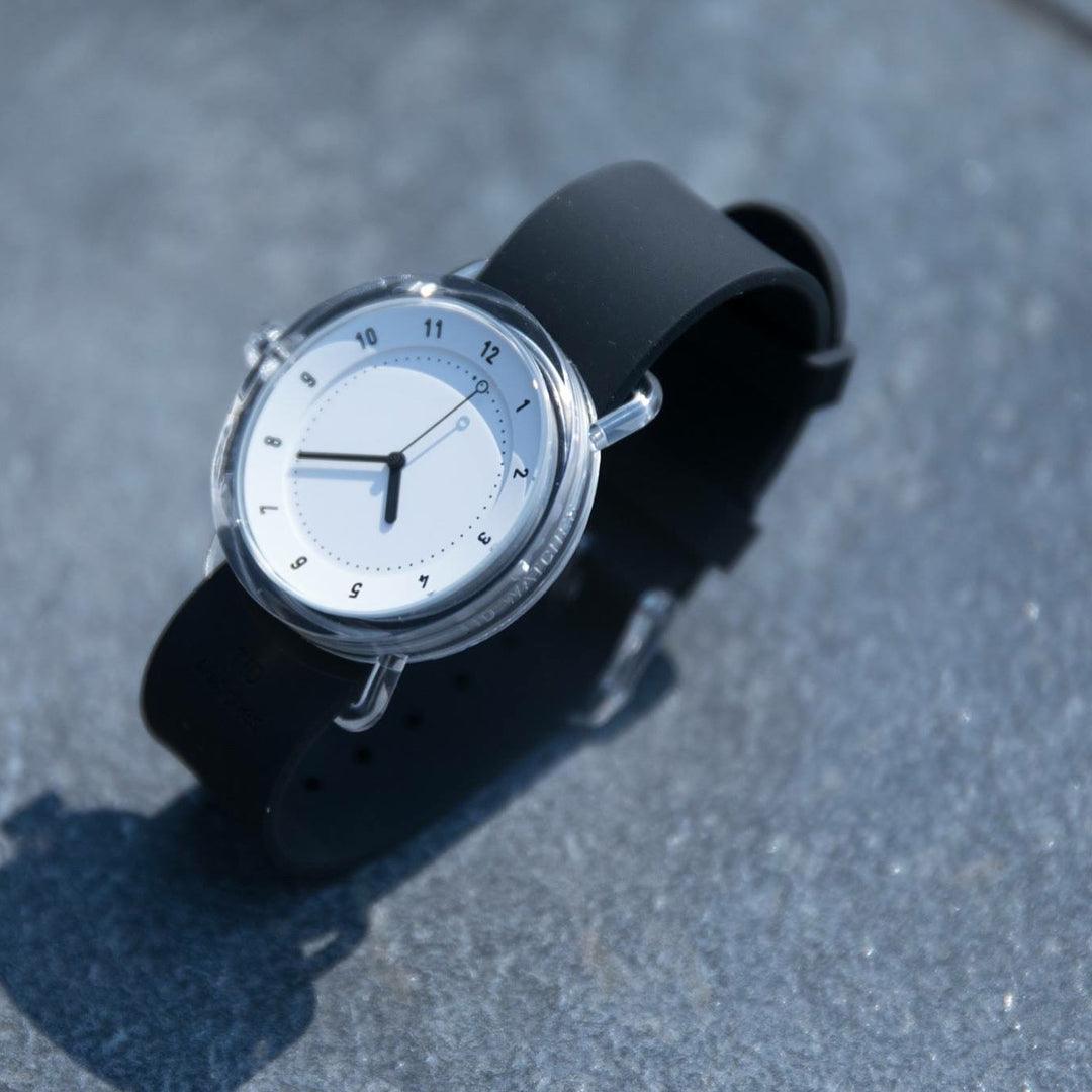TID No.3 TR90 38mm White / Black Silicone Strap / Transparent Buckle - TID WATCHES