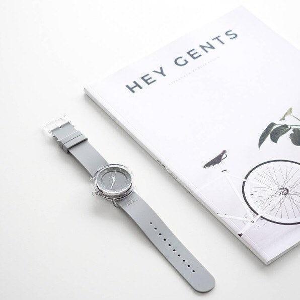 TID No.3 TR90 38mm Grey / Grey Silicone Strap / Transparent Buckle - TID WATCHES