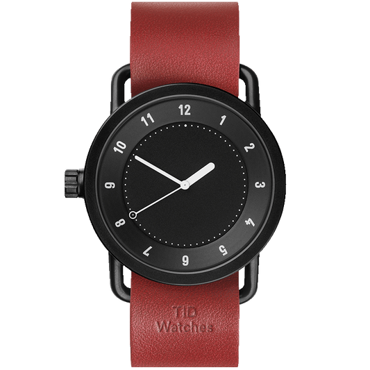 TID No.1  Black / Burgundy Leather Wristband / Black Buckle