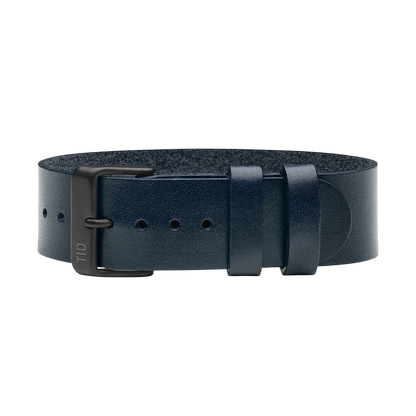 Navy Leather Wristband / Black buckle