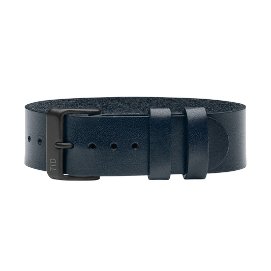 Navy Leather Strap with Black / Steel / Gold Buckle
