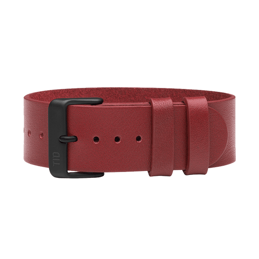 Burgundy Leather Strap with Black / Steel / Gold Buckle