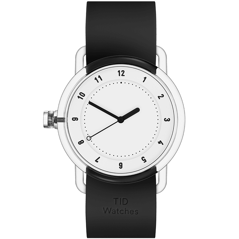 TID No.3 TR90 38mm White / Black Silicone Strap / Transparent Buckle - TID WATCHES