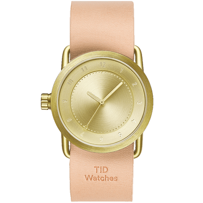 TID No.1  Gold / Tan Leather Wristband/Gold buckle