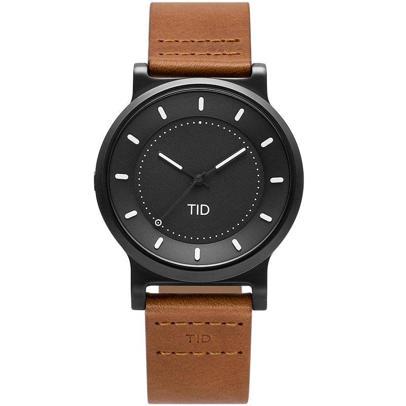 TID No.4  Gun Metal / Tan Leather Wristband