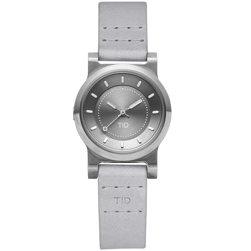 TID No.4 28mm Silver Grey / Grey Leather Wristband