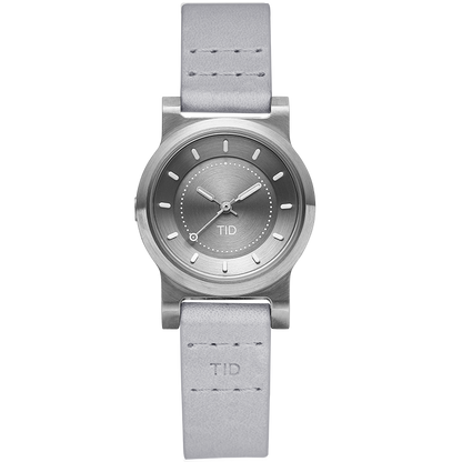 TID No.4 28mm Silver Grey / Grey Leather Wristband