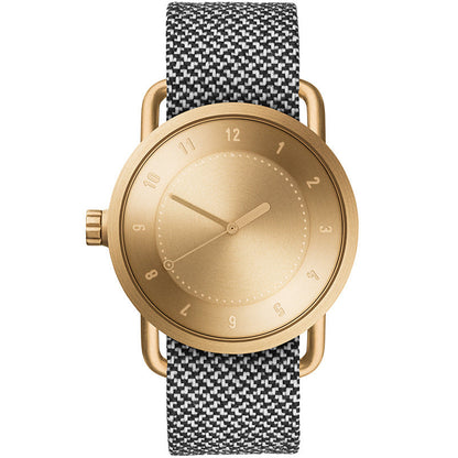 TID No.1 Minimalist Swedish Watch – Gold Dial & Black Leather Strap