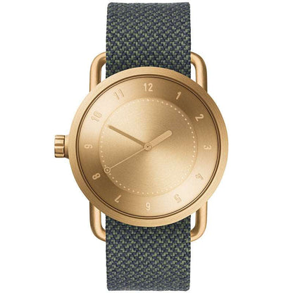 TID No.1 Minimalist Swedish Watch – Gold Dial & Black Leather Strap