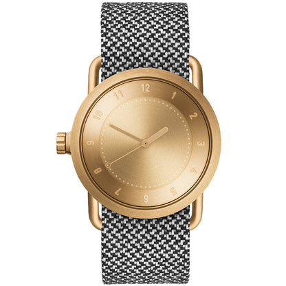 TID No.1 Minimalist Swedish Watch – Gold Dial & Black Leather Strap