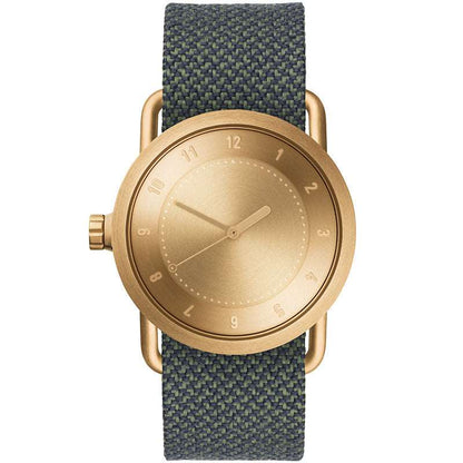 TID No.1 Minimalist Swedish Watch – Gold Dial & Black Leather Strap