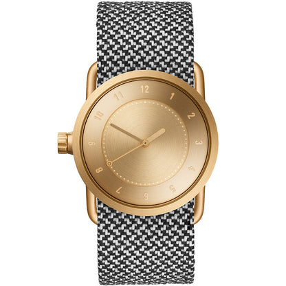 TID No.1 Minimalist Swedish Watch – Gold Dial & Black Leather Strap
