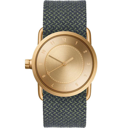TID No.1 Minimalist Swedish Watch – Gold Dial & Black Leather Strap