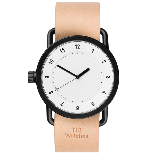 TID No.1  White / Natural Leather Wristband/Black buckle