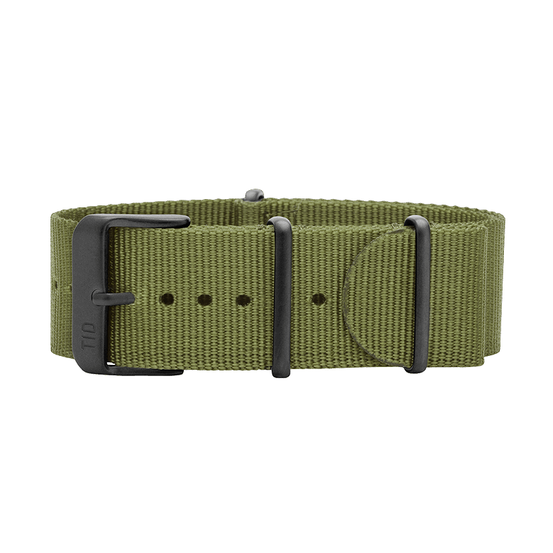 Green Nylon Strap with Black / Steel / Gold Buckle - TID WATCHES