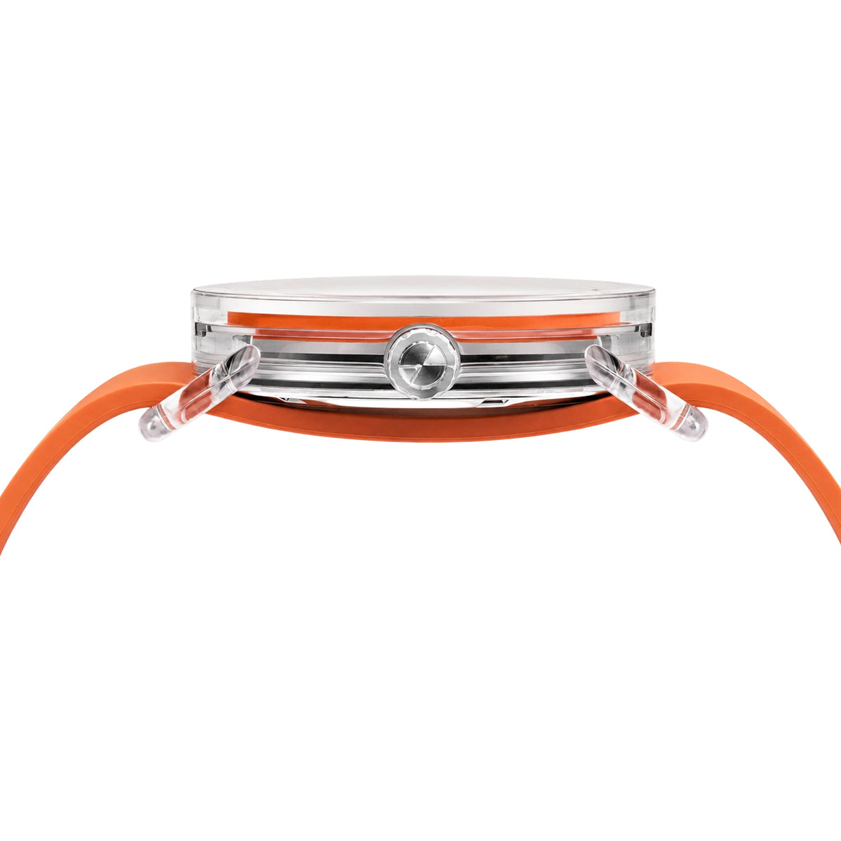 TID No.3 Lightweight Scandinavian Watch – Transparent TR90 Case, Orange Dial & Silicone Strap