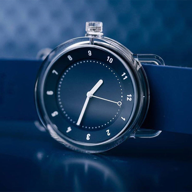 TID No.3 Watch 38mm Navy Blue / Navy Blue Silicone Strap / Transparent Buckle