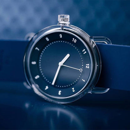 TID No.3 Watch 38mm Navy Blue / Navy Blue Silicone Strap / Transparent Buckle