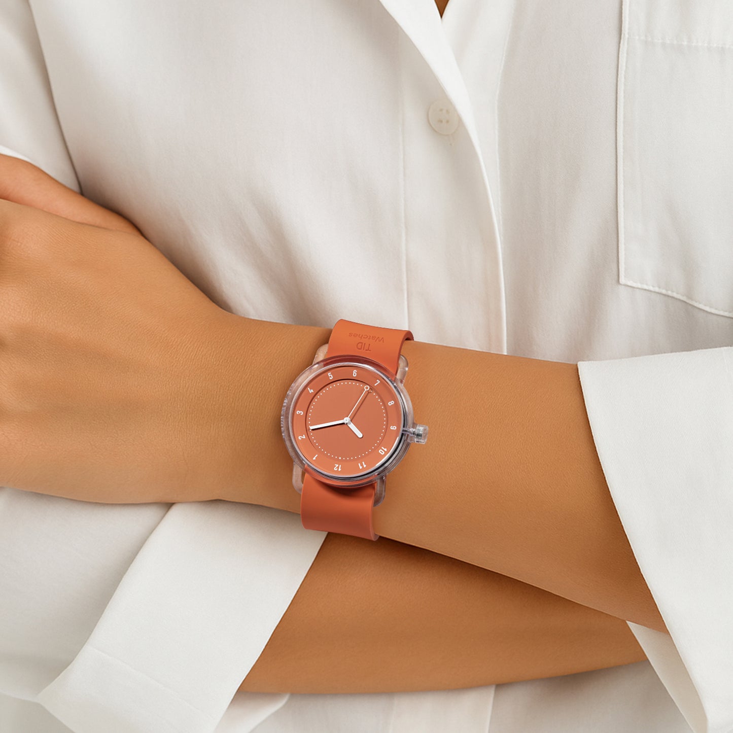 Nr. 3 TR90 38 mm Orange/Orange Silikonarmband/transparente Schnalle