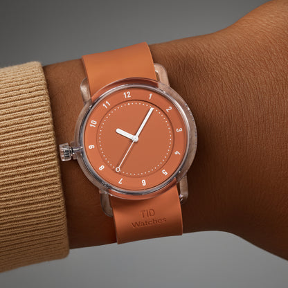 Nr. 3 TR90 38 mm Orange/Orange Silikonarmband/transparente Schnalle