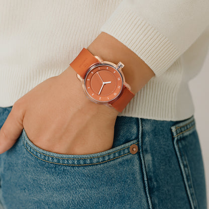 Nr. 3 TR90 38 mm Orange/Orange Silikonarmband/transparente Schnalle