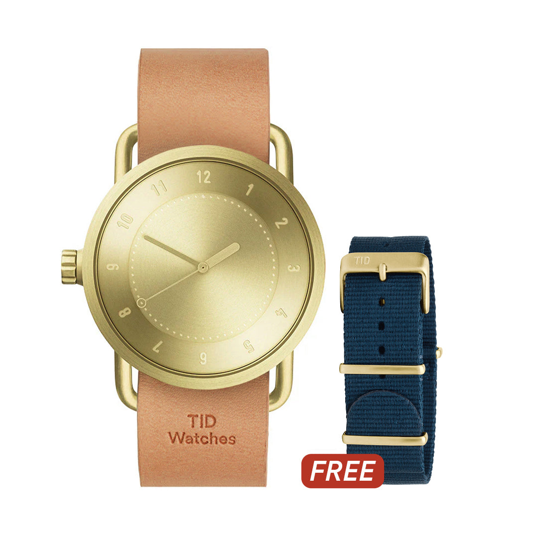 Nr. 1 Gold/Hellbraunes Lederarmband/goldene Schnalle