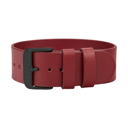 Burgundy Leather Strap with Black / Steel / Gold Buckle