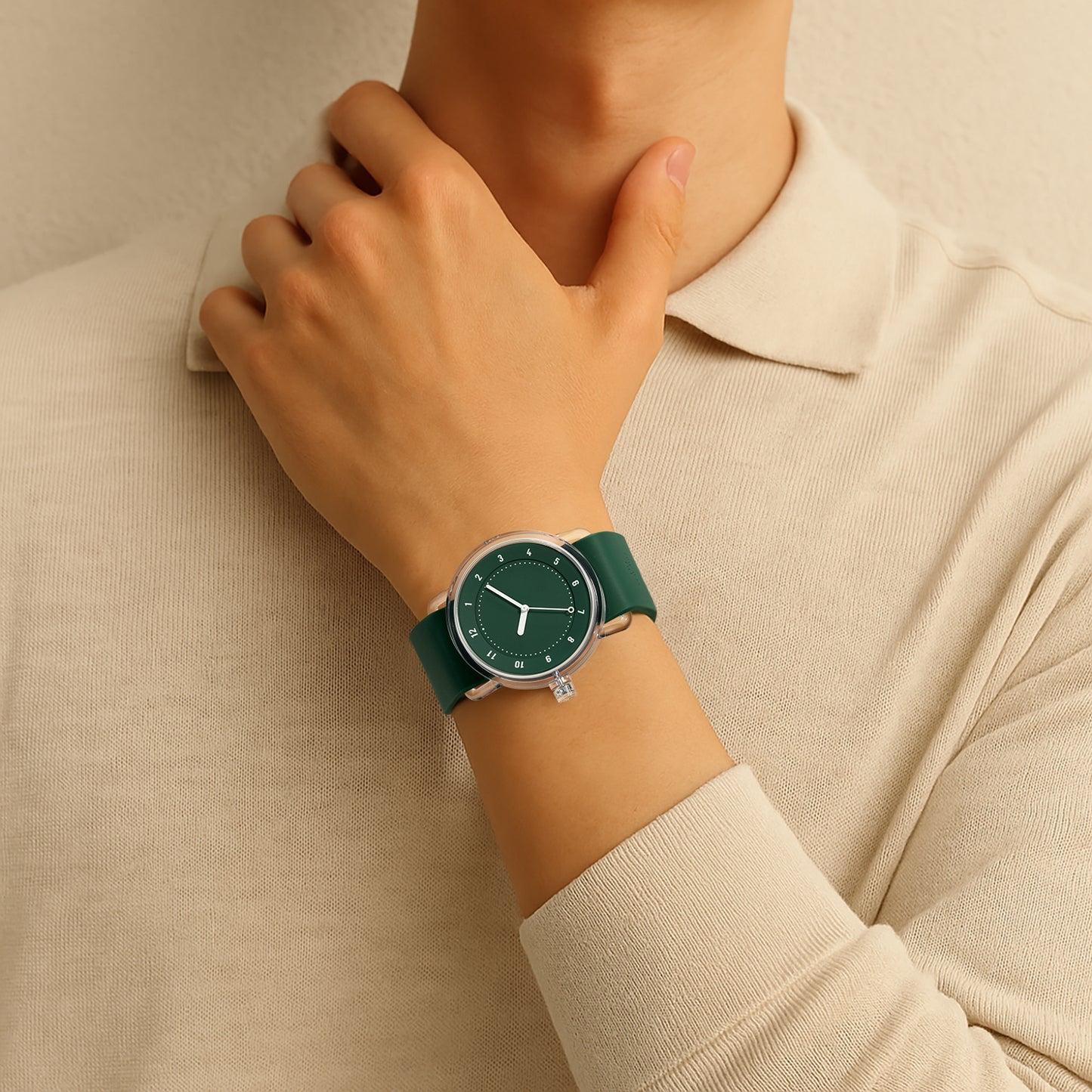 No.3 TR90 38 mm Bracelet en silicone vert / vert