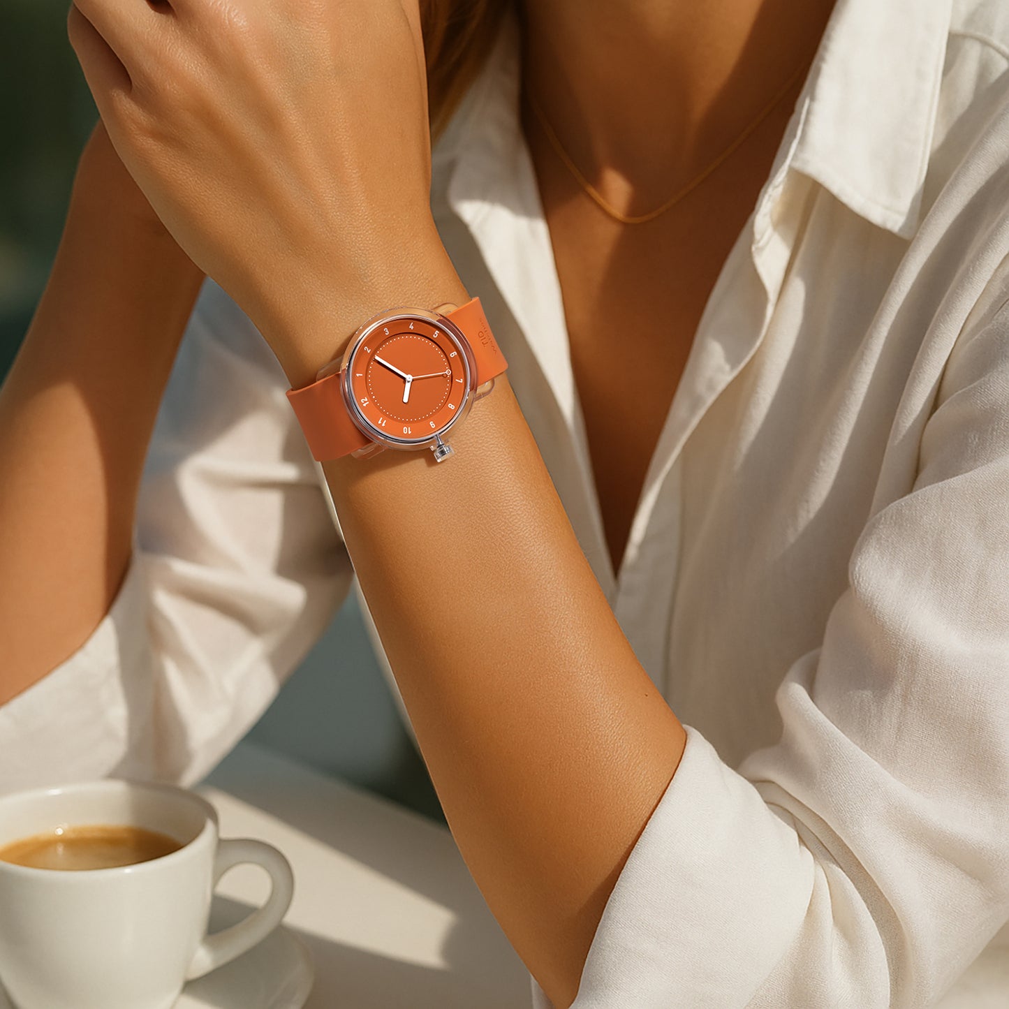 Nr. 3 TR90 38 mm Orange/Orange Silikonarmband/transparente Schnalle