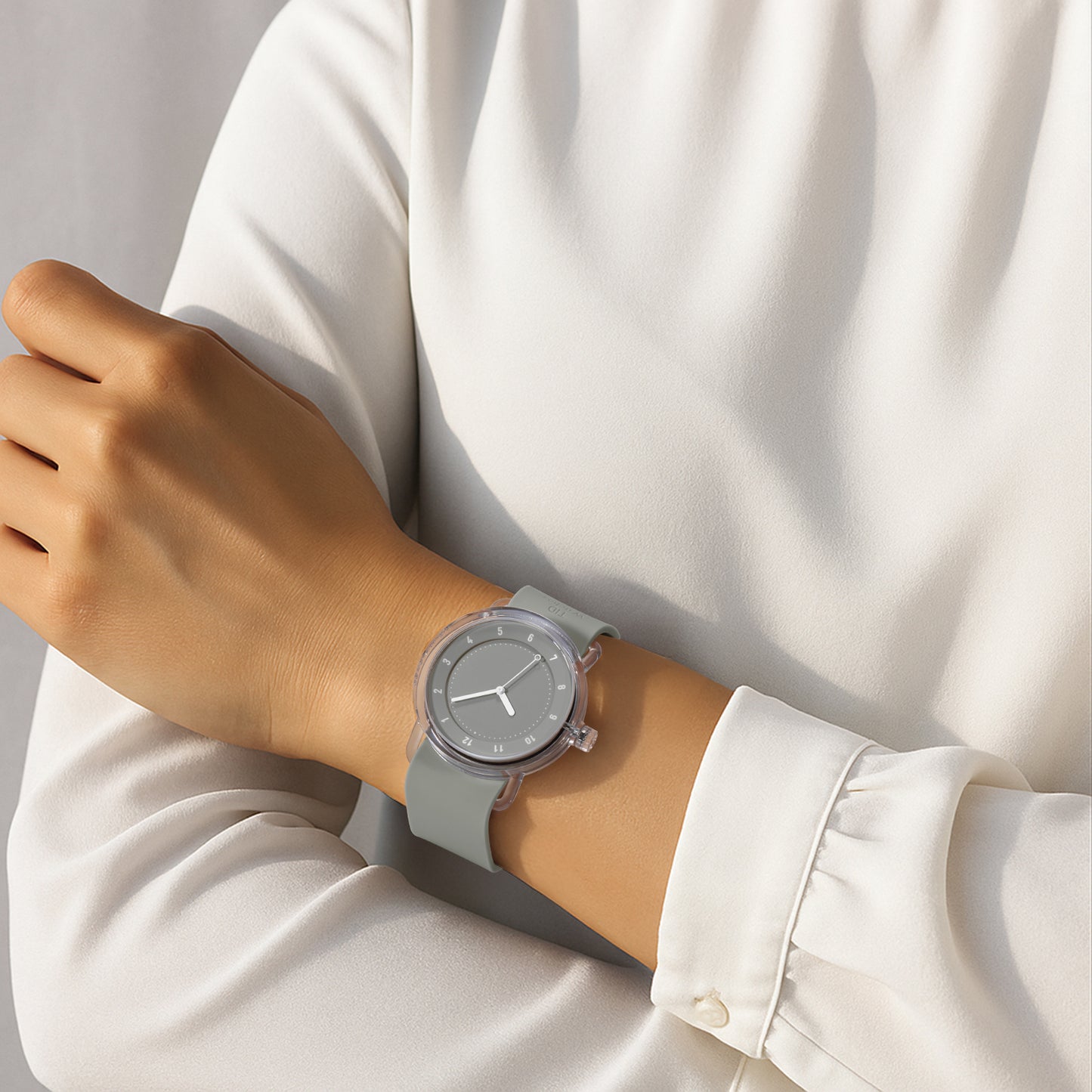 Nr. 3 TR90 38 mm graues/graues Silikonarmband/transparente Schnalle