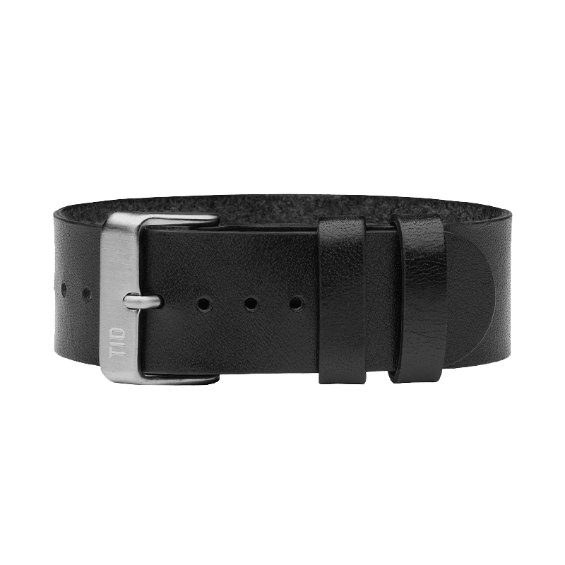 Black Leather Strap with Black / Steel / Gold Buckle