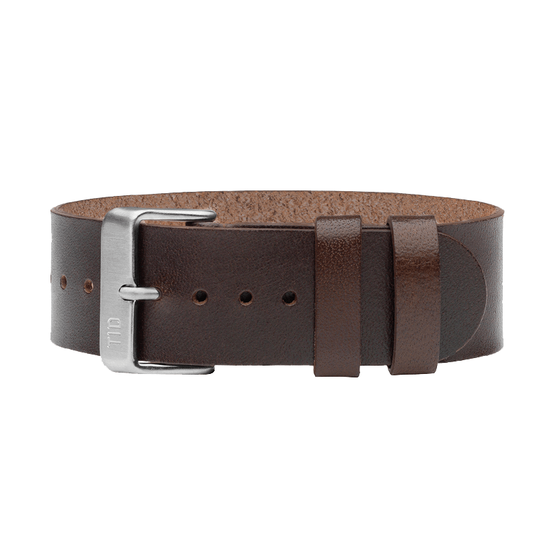 Walnut Leather Strap with Black / Steel / Gold Buckle