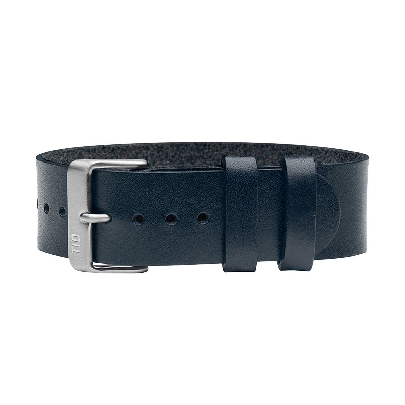 Navy Leather Strap with Black / Steel / Gold Buckle - TID WATCHES