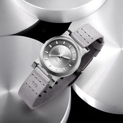 No.4 28mm Silver Grey / Grey Leather Wristband