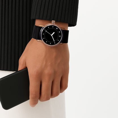 No.3 TR90 38 mm Noir / Bracelet en silicone noir