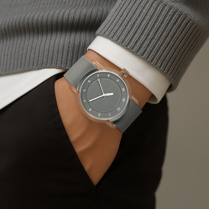 Nr. 3 TR90 38 mm graues/graues Silikonarmband/transparente Schnalle