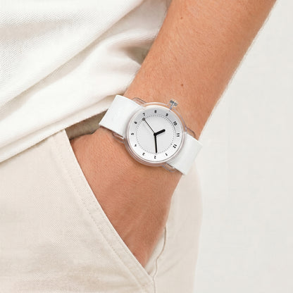 Nr. 3 TR90 38 mm weiß/schwarzes Silikonarmband/transparente Schnalle