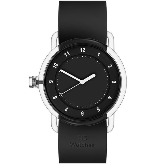 TID No.3 TR90 38mm Black / Black Silicone Strap / Transparent Buckle - TID WATCHES