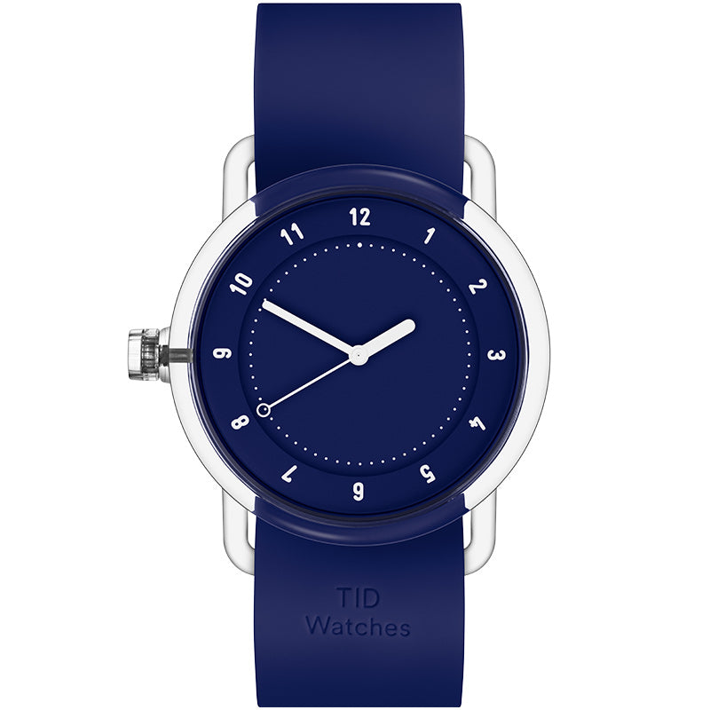 TID No.3 Watch 38mm Navy Blue / Navy Blue Silicone Strap / Transparent Buckle