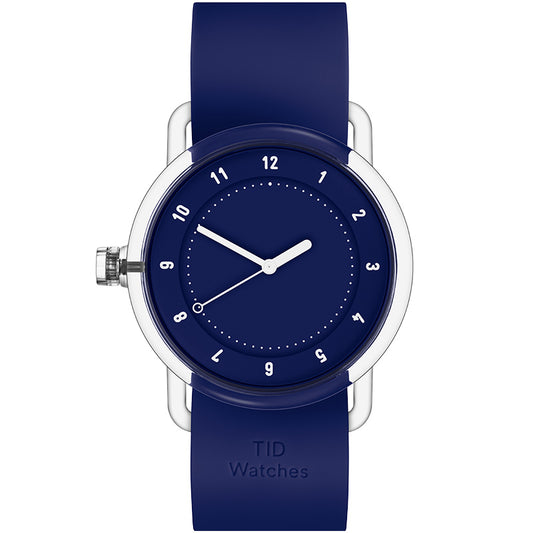 TID No.3 Watch 38mm Navy Blue / Navy Blue Silicone Strap / Transparent Buckle