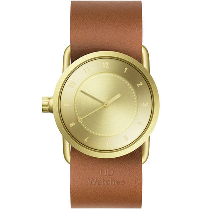 TID No.1 Minimalist Swedish Watch – Gold Dial & Black Leather Strap