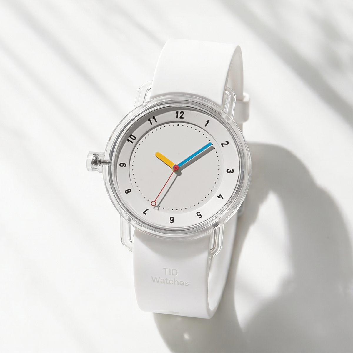 TID No.3 Lightweight Scandinavian Watch – Transparent TR90 Case, White Dial & Silicon Strap