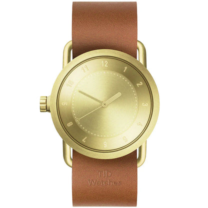 TID No.1 Minimalist Swedish Watch – Gold Dial & Black Leather Strap